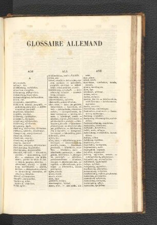 Glossaire Allemand.