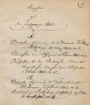 Register zu dem Jahrgange 1860