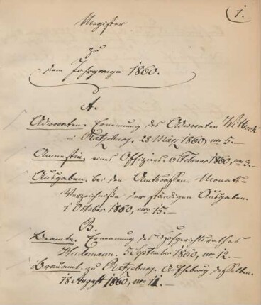 Register zu dem Jahrgange 1860