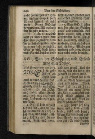XVII. Von der Schöpfung und Erhaltung aller Dinge.