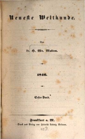Neueste Weltkunde. 1846,1/2