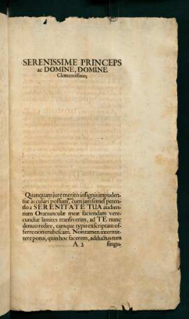 Serenissime Princeps ac Domine,...