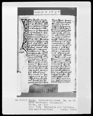 Ordo Breviarii — Initiale I(n purificacione), Folio 109verso