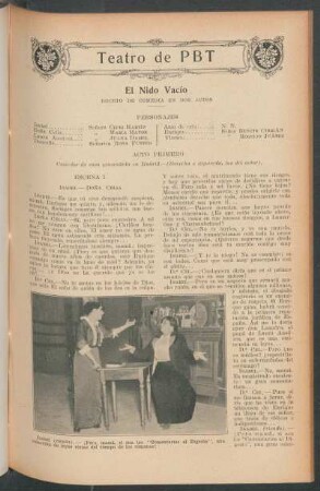 El nido vacío - Boceto de Comedia en dos actos : Teatro de PBT