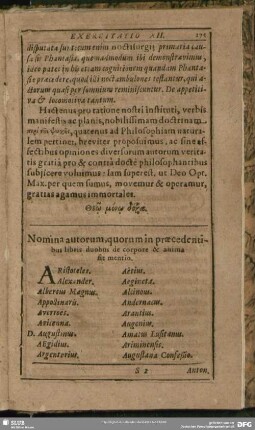 Nomina autorum, quorum in praecedentibus libris duobus de corpore & anima sit mentio