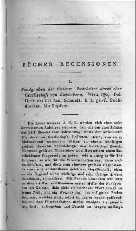 Fundgruben des Orients = Mines de l'orient / bearbeitet durch eine Gesellschaft von Liebhabern. - Wien : Schmid, 1809