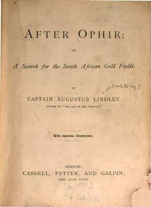 After ophir; or, a search for the South African gold fields : With numerous illustr.