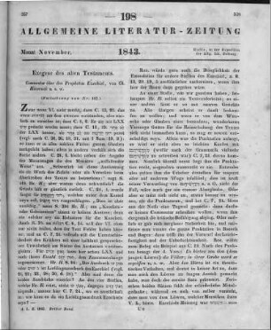 Hävernick, H. A. C.: Commentar über den Propheten Ezechiel. Erlangen: Heyder 1843 (Fortsetzung von Nr. 197)