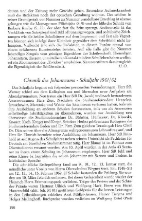 Chronik des Johanneums - Schuljahr 1961/62