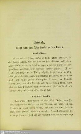 Getränke, welche nach dem Thee servirt werden können