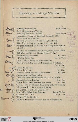Dienstag, vormittags 9 ½ Uhr (Nr. 1 - 189)