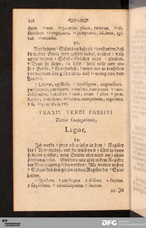 Praxis Verbi Passivi Tertiæ Conjugationis, Legor.
