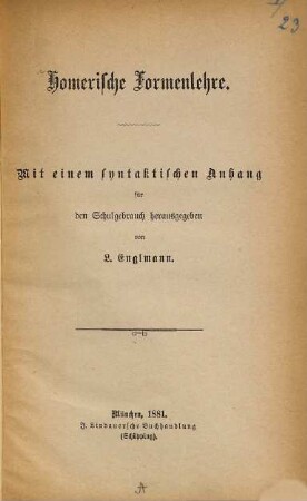 Homerische Formenlehre : mit einem syntaktischen Anhang