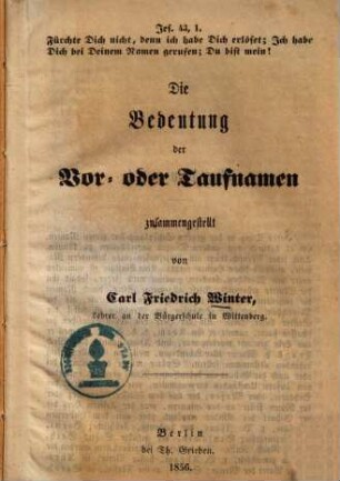 Die Bedeutung der Vor- oder Taufnamen