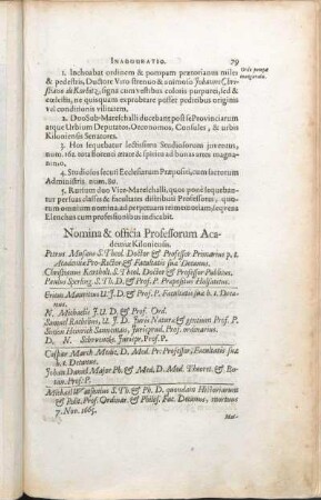 Nomina & officia Professorum Academiæ Kiloniensis