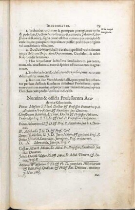 Nomina & officia Professorum Academiæ Kiloniensis