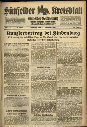 Zweite Ausgabe vom Dienstag, den 27. Dezember 1932.