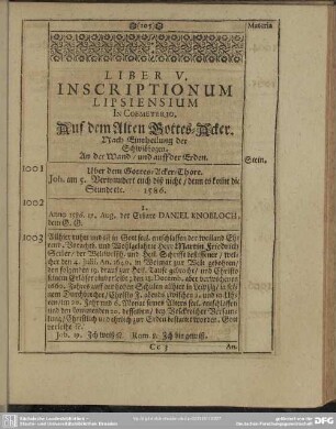 Liber V. Inscriptionum Lipsiensium In Coemeterio