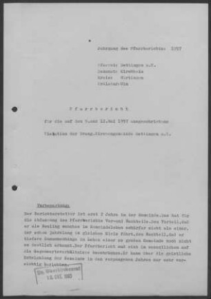 Dettingen/Teck: Pfarrbericht 1957