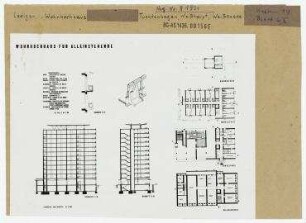 Wohnhochhaus für Alleinstehende. Berlin, Friedrichshain, Singerstraße/Lichtenberger Straße/Kleine Markusstraße