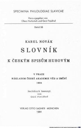 Slovník k českým spisům Husovým
