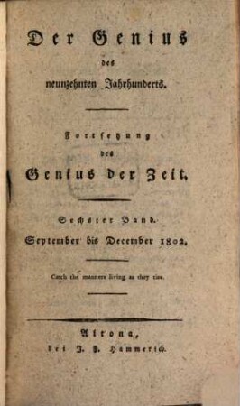 Der Genius des neunzehnten Jahrhunderts, 6. 1802