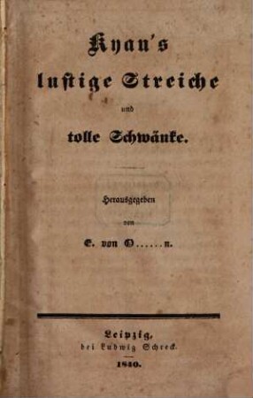 Kyau's lustige Streiche und tolle Schwänke