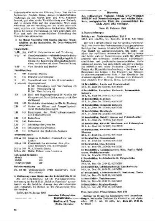Hinweise des volkseigenen Verlages VOLK UND WISSEN BERLIN auf Neuerscheinungen und wieder lieferbare, nachgedruckte Titel, die voraussichtlich bis Ende April 1965 vorliegen : vom 10. Februar 1965 ; [Hinweise und Kommentare]