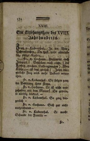 XVIII. Eine Erziehungsszene XVIII. Jahrhunderts