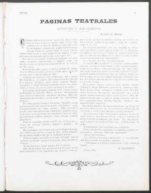 Páginas teatrales : Apuntes y recuerdos - A Carlos G. Amézaga
