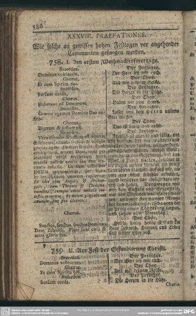 XXXVIII. Praefationes. Wie solche an gewissen hohen Festtagen vor angehender Communion gesungen werden