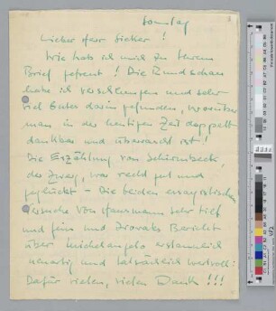 Brief an Hugo Sieker