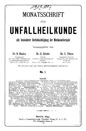 No. 1. Berlin, 20. Januar 1895. II. Jahrgang.