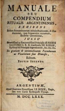 Manuale seu Compendium Ritualis Argentinensis
