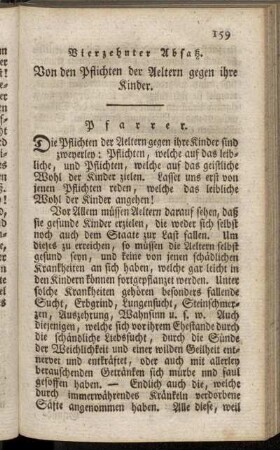 Von den Pflichten der Aeltern gegen ihre Kinder.