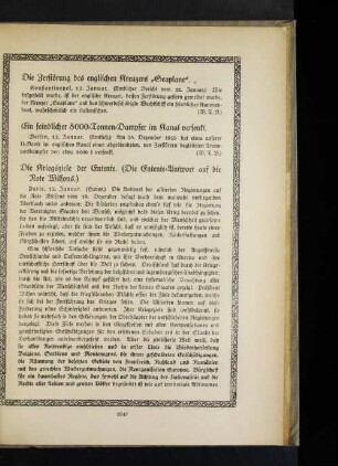 Die Kriegsziele der Entente. (Die Entente=Antwort auf die Note Wilsons.)