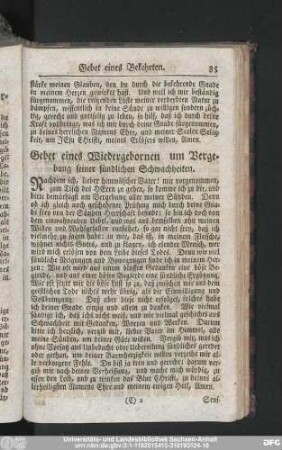 Gebet eines Wiedergebornen um Vergebung seiner sündlichen Schwachheiten.