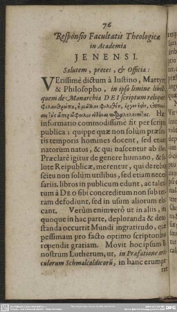 Responsio Facultatis Theologicae in Academia Ienensi
