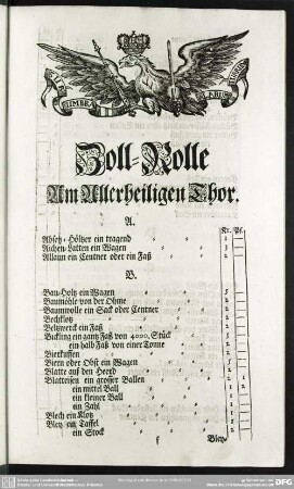 Zoll-Rolle Am Allerheiligen Thor