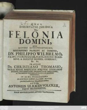 Dissertatio Juridica De Felonia Domini