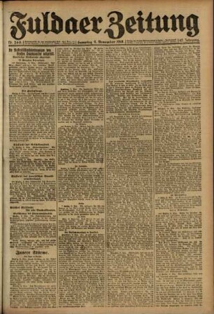 Erste Ausgabe vom Samstag, den 09. November 1918.