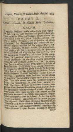 Caput II. Legati, Vicarii, & Nuncii Sedis Apostolicae