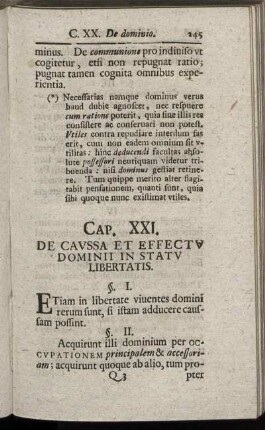 Cap. XXI. De Caussa Et Effectu Dominii In Statu Libertatis.