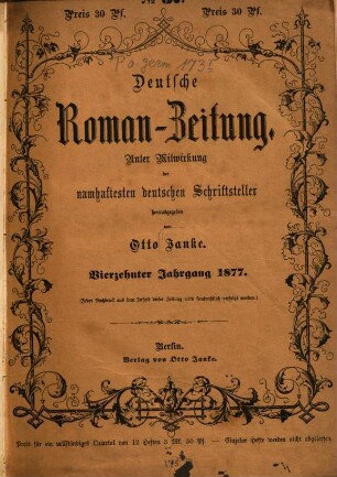 Deutsche Roman-Zeitung. 1877,4, 1877,4 = Jg. 14