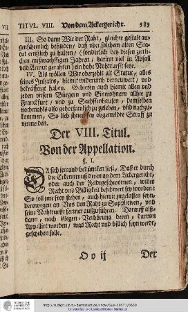 Der VIII. Titul. Von der Appellation