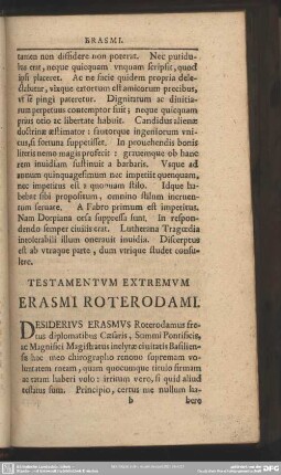 Testamentum Extremum Erasmi Roterodami
