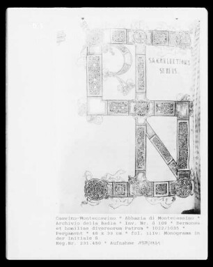 Sermones et homiliae diversorum Patrum — fol. 111v: Monogramm in der Initiale S