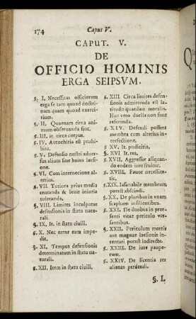 Caput V. De Officio Hominis Erga Seipsum.