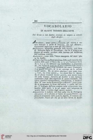 Vocabulario di alcuni termini dell’ arte
