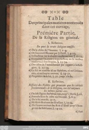Table Des principales matières contenuës dans cet ouvrage.